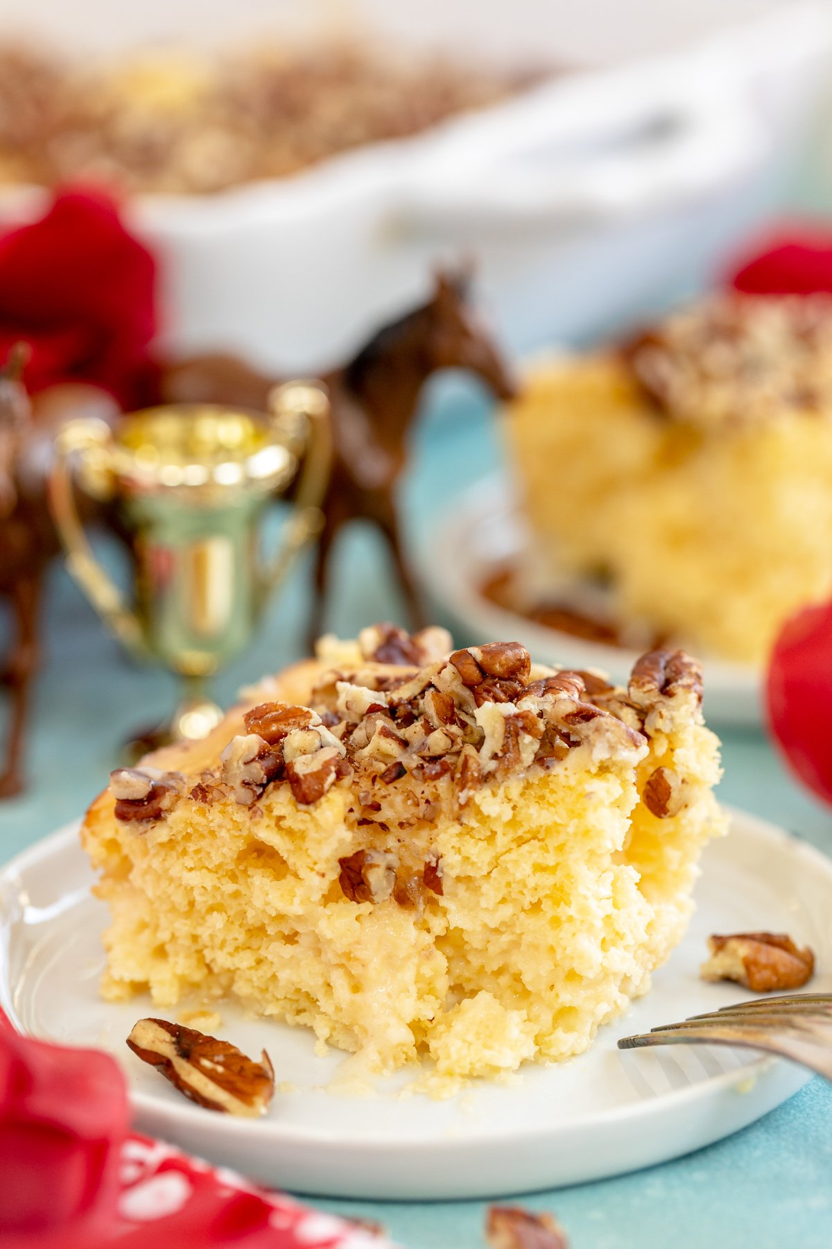 slice of Kentucky butter cake on a white plate