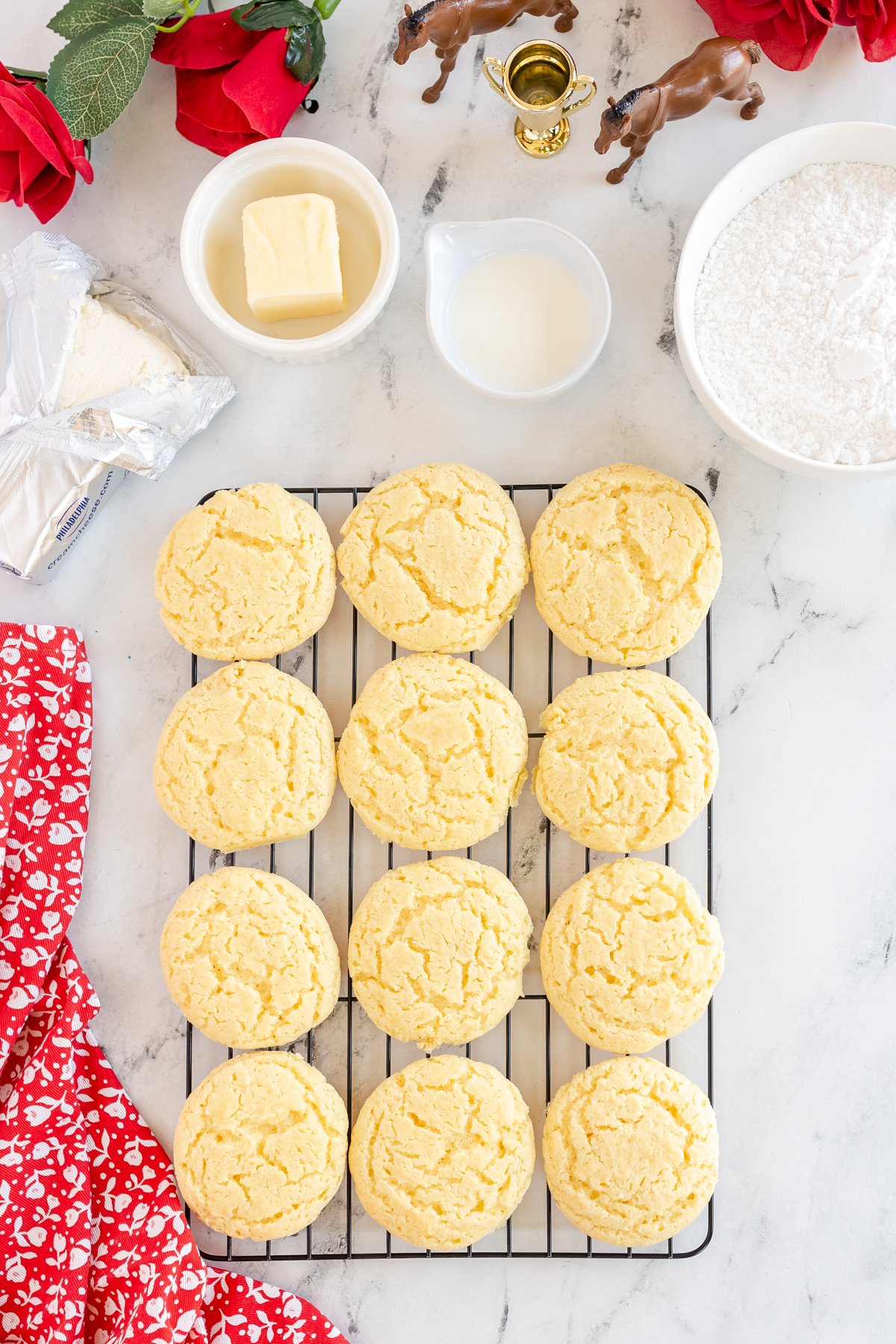 Kentucky butter cake cookies cooling on a wire rack