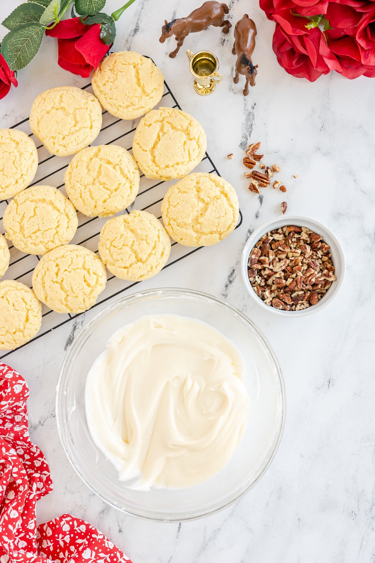 glass bowl with butter frosting