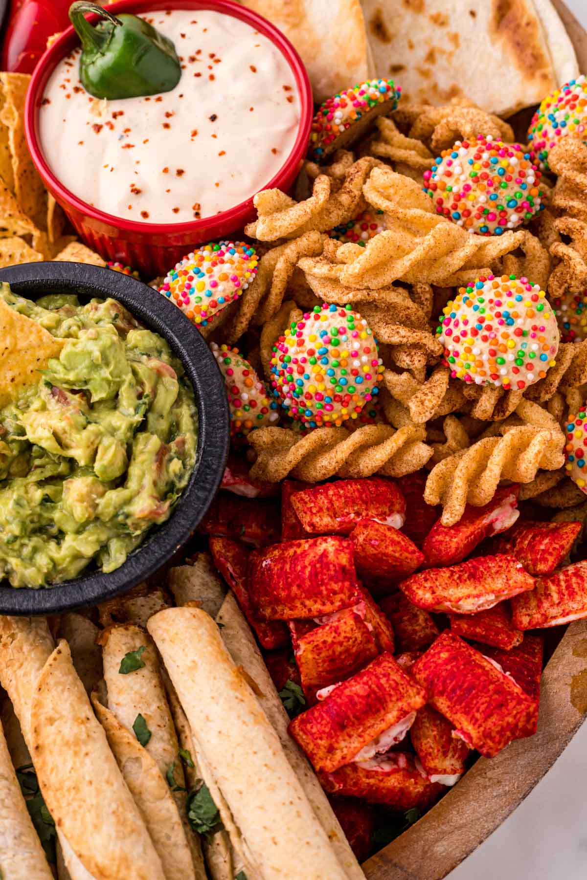 churro twists on a Mexican charcuterie board