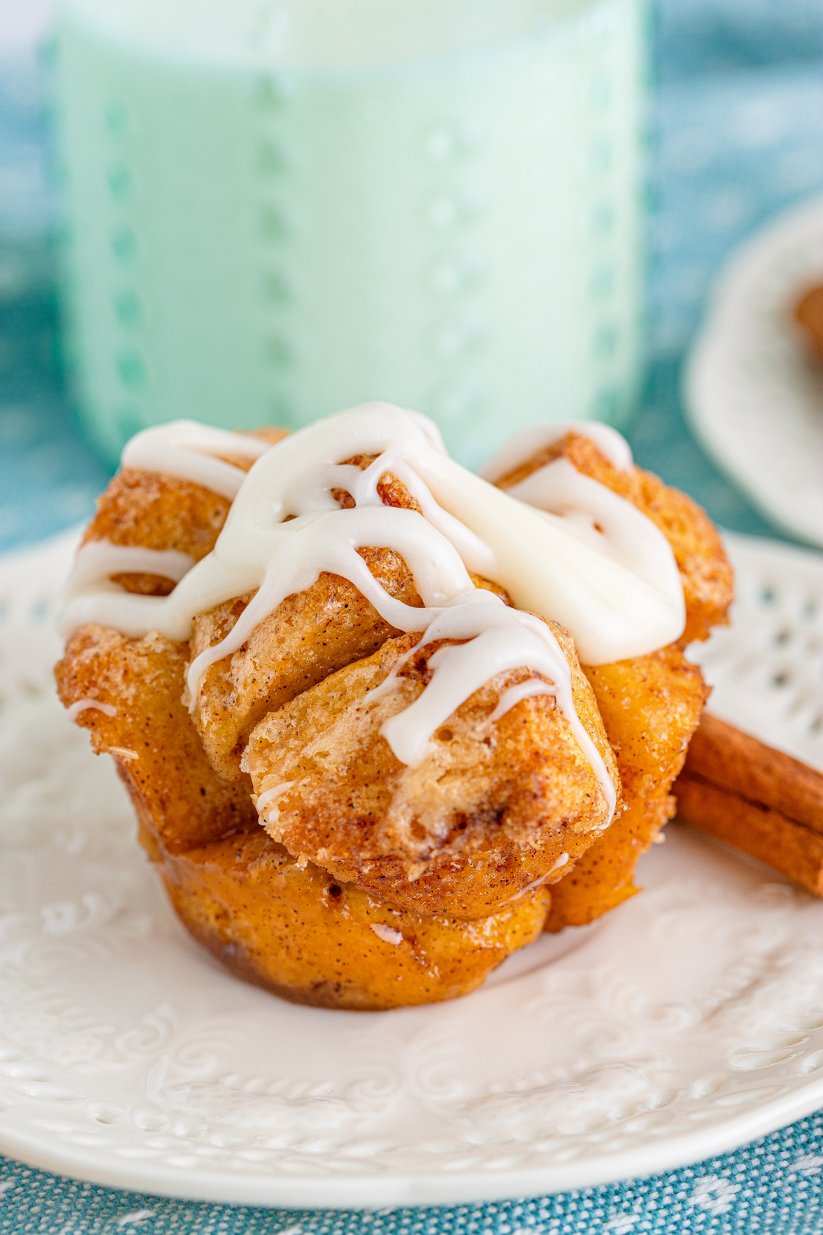 Monkey bread muffin on a white plate