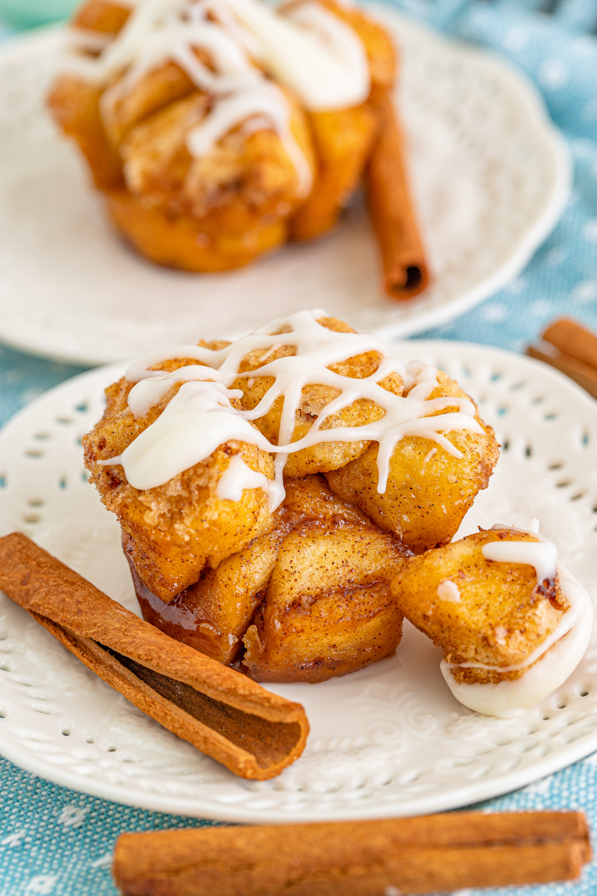 white plates with monkey bread muffins