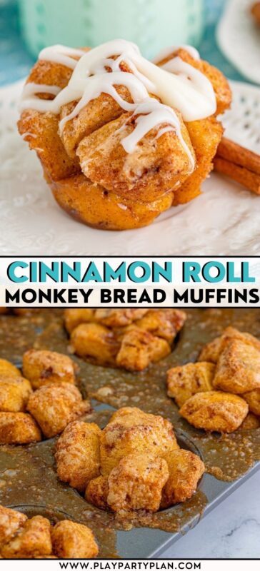 monkey bread muffins in a collage
