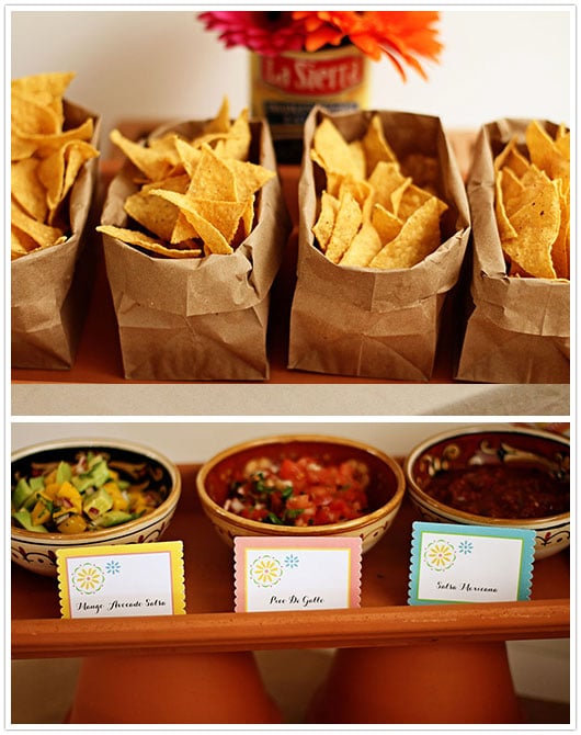 chips and salsa in brown bags