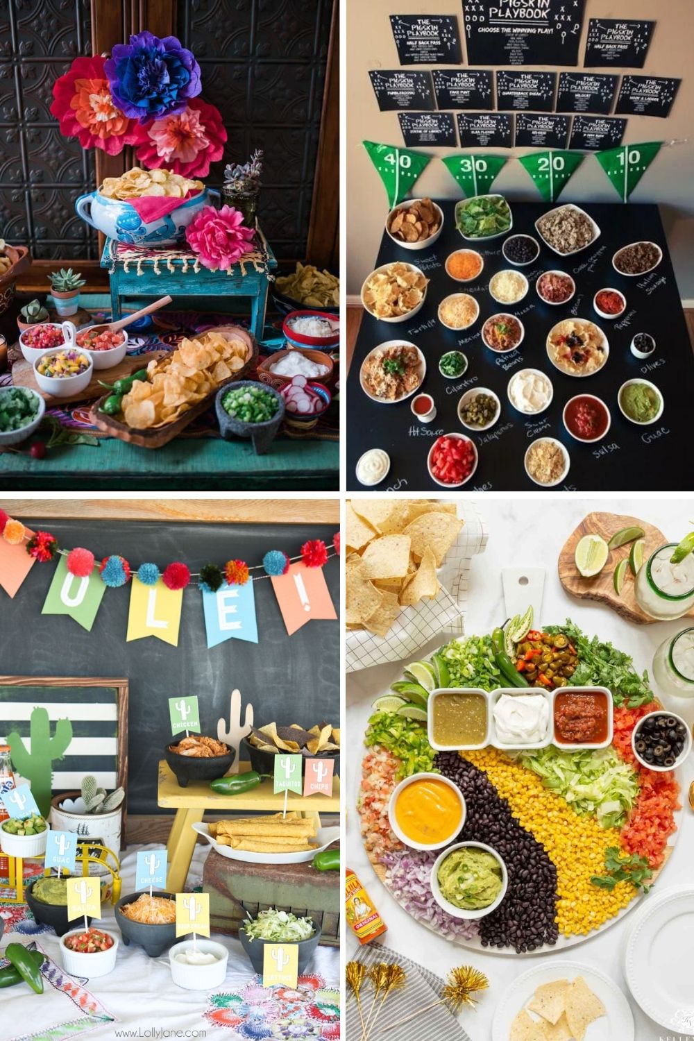 collage of four nacho bar ideas