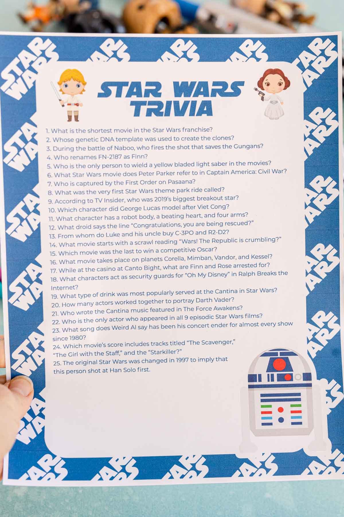 Printed out Star Wars trivia questions