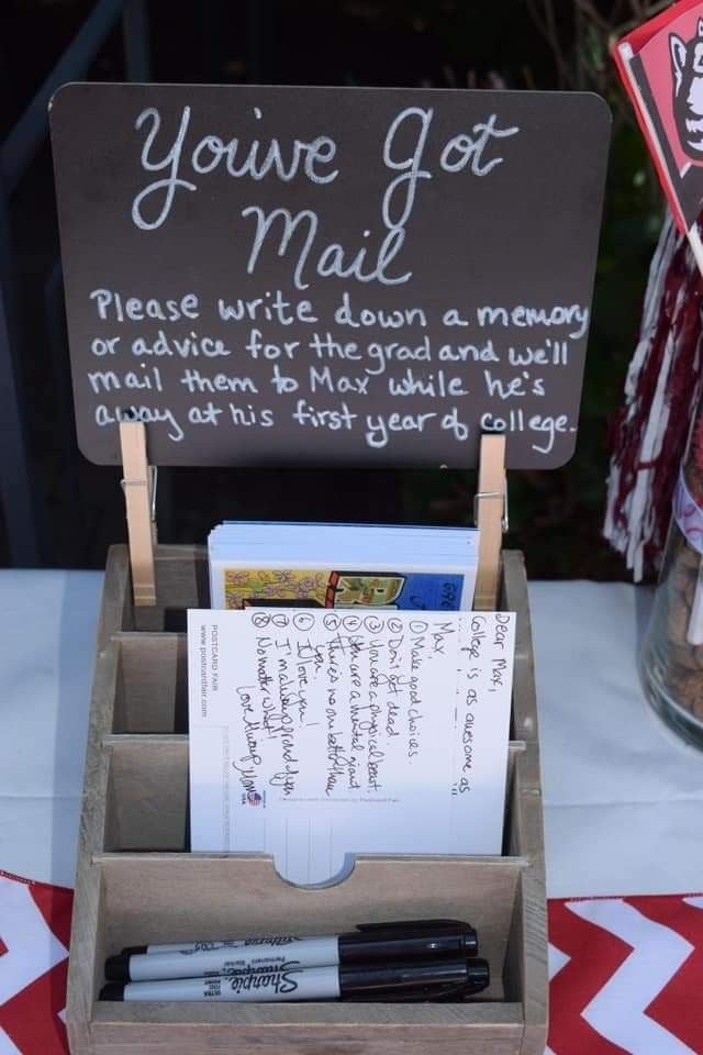 mail station at graduation party