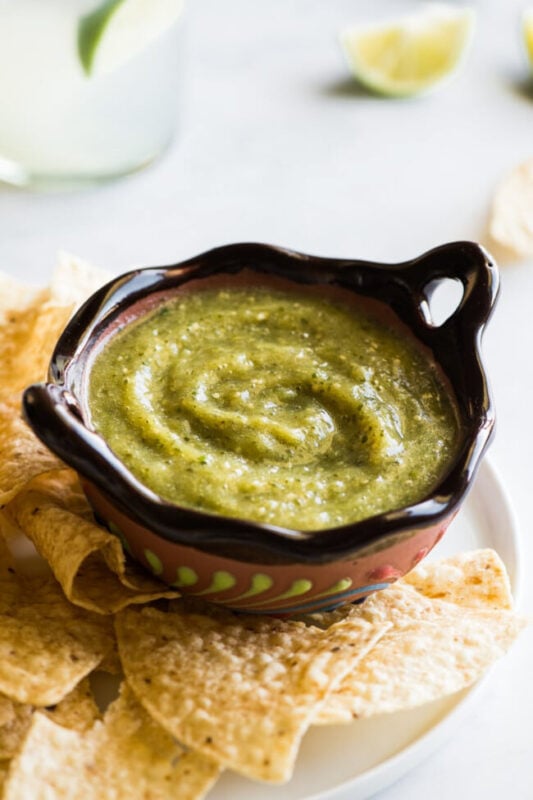 salsa verde in a bowl