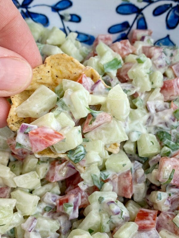 cucumber salsa on a chip