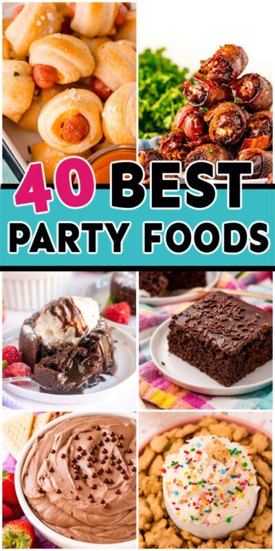 collage of party food images