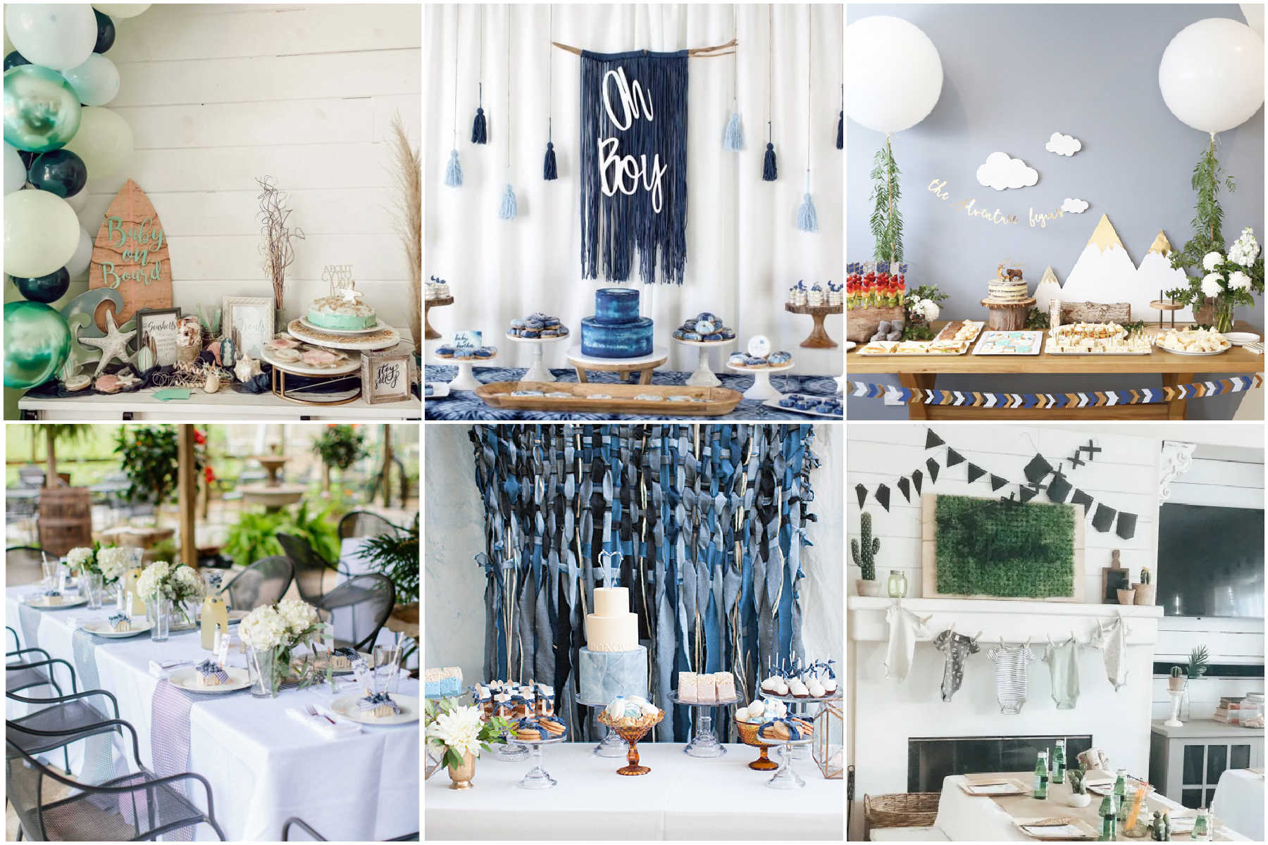 collage of images showing the best boy baby shower themes