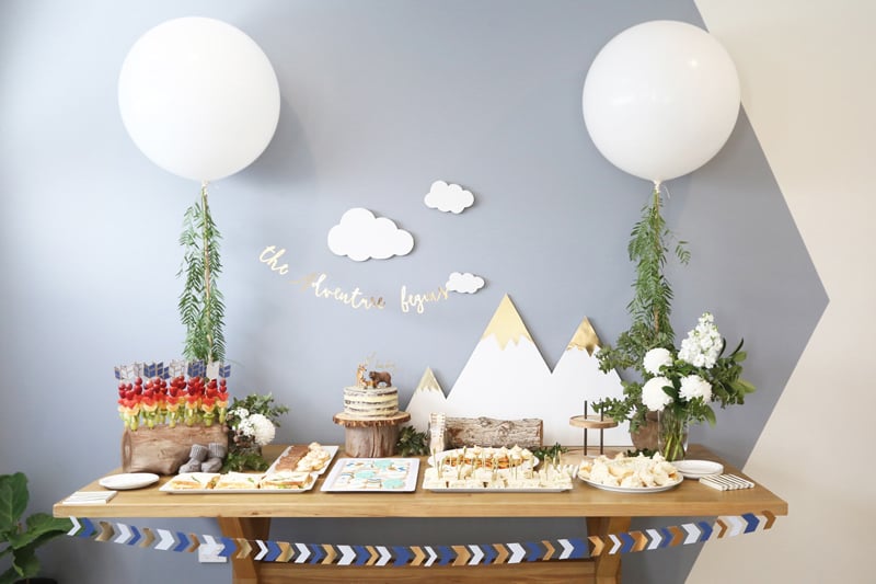 mountain and adventure themed dessert table