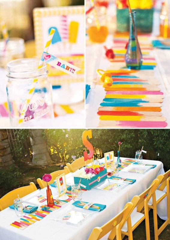 colorful popsicle themed baby shower collage