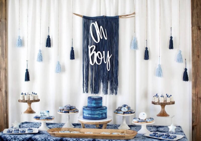 blue tie dye baby shower theme