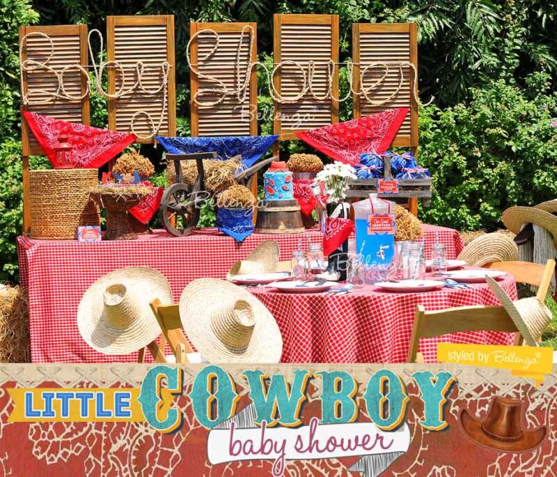 cowboy themed baby shower table