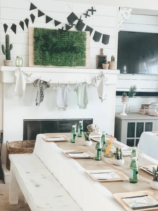 cactus themed baby shower table