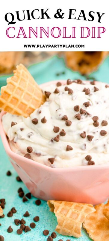 cannoli dip picture with text for Pinterest