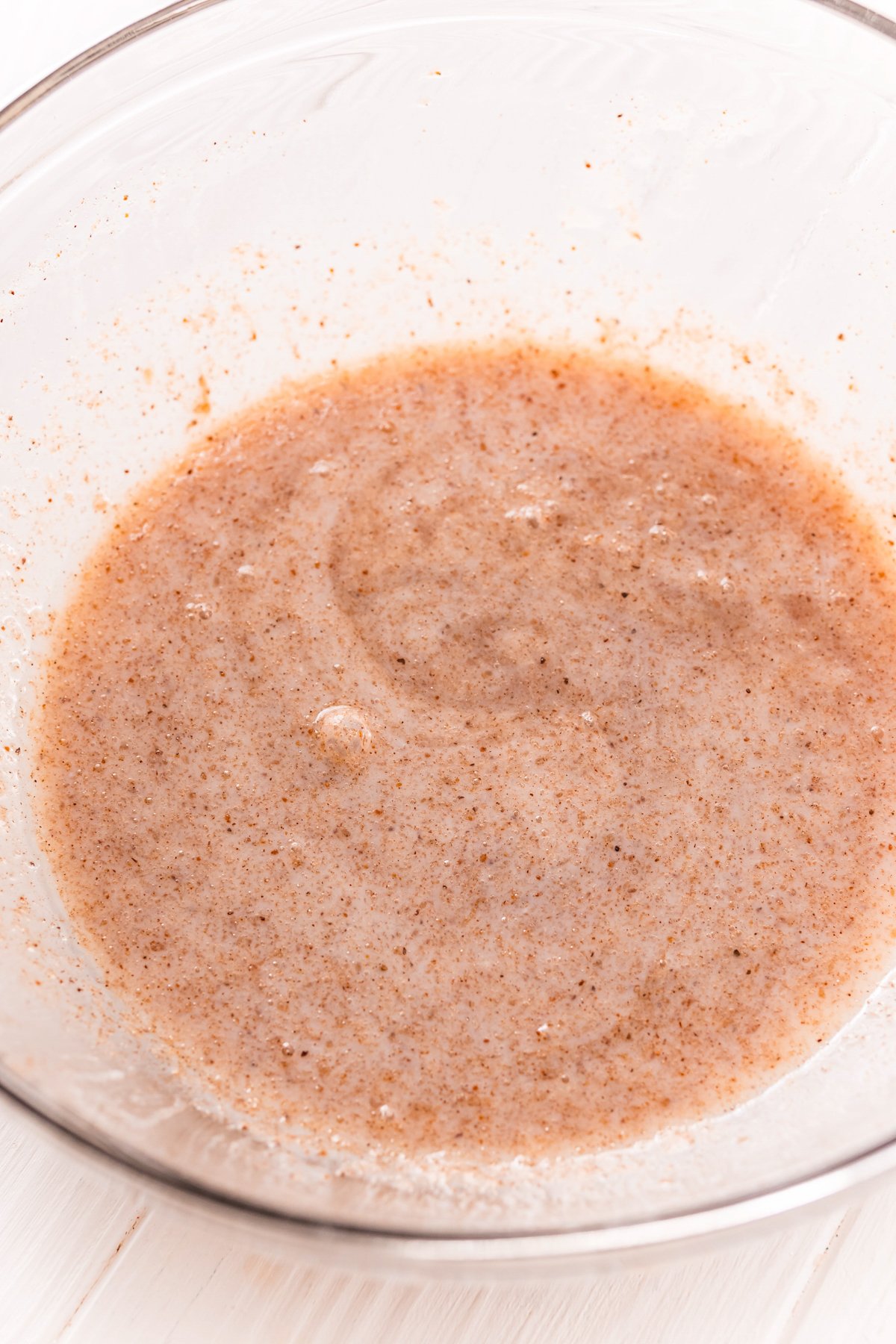 coffee cake muffin batter in a glass bowl