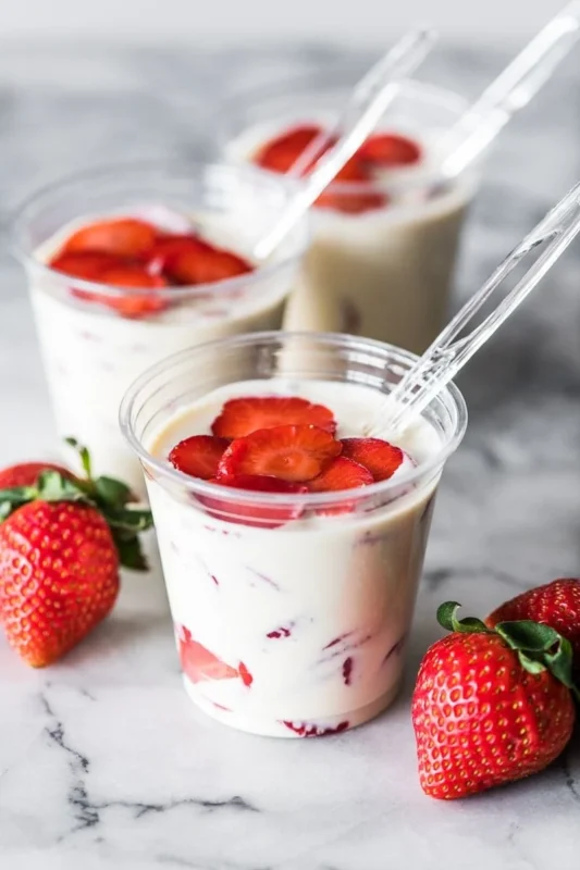 cups of fresas con crema