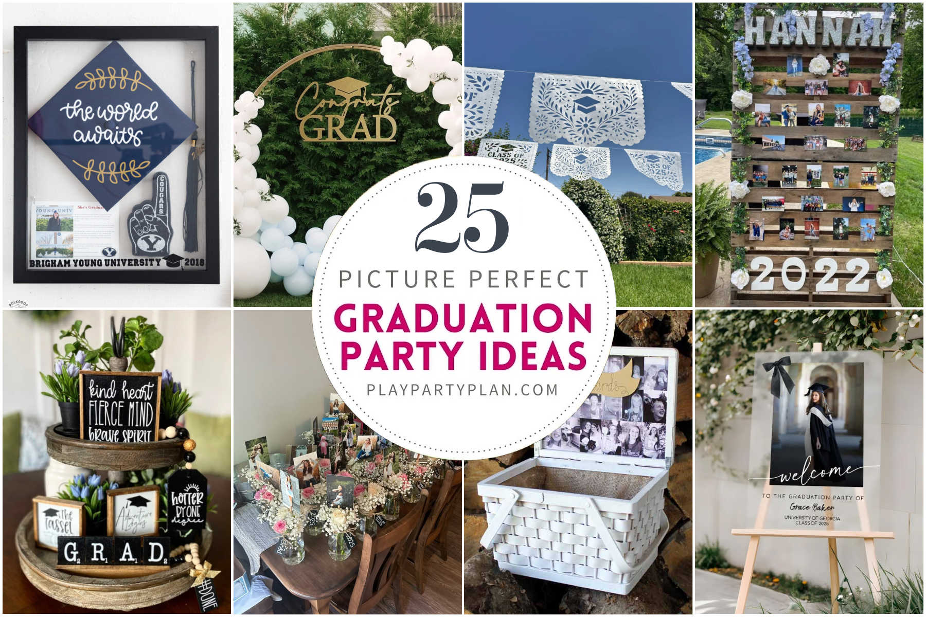 collage of graduation party decorations