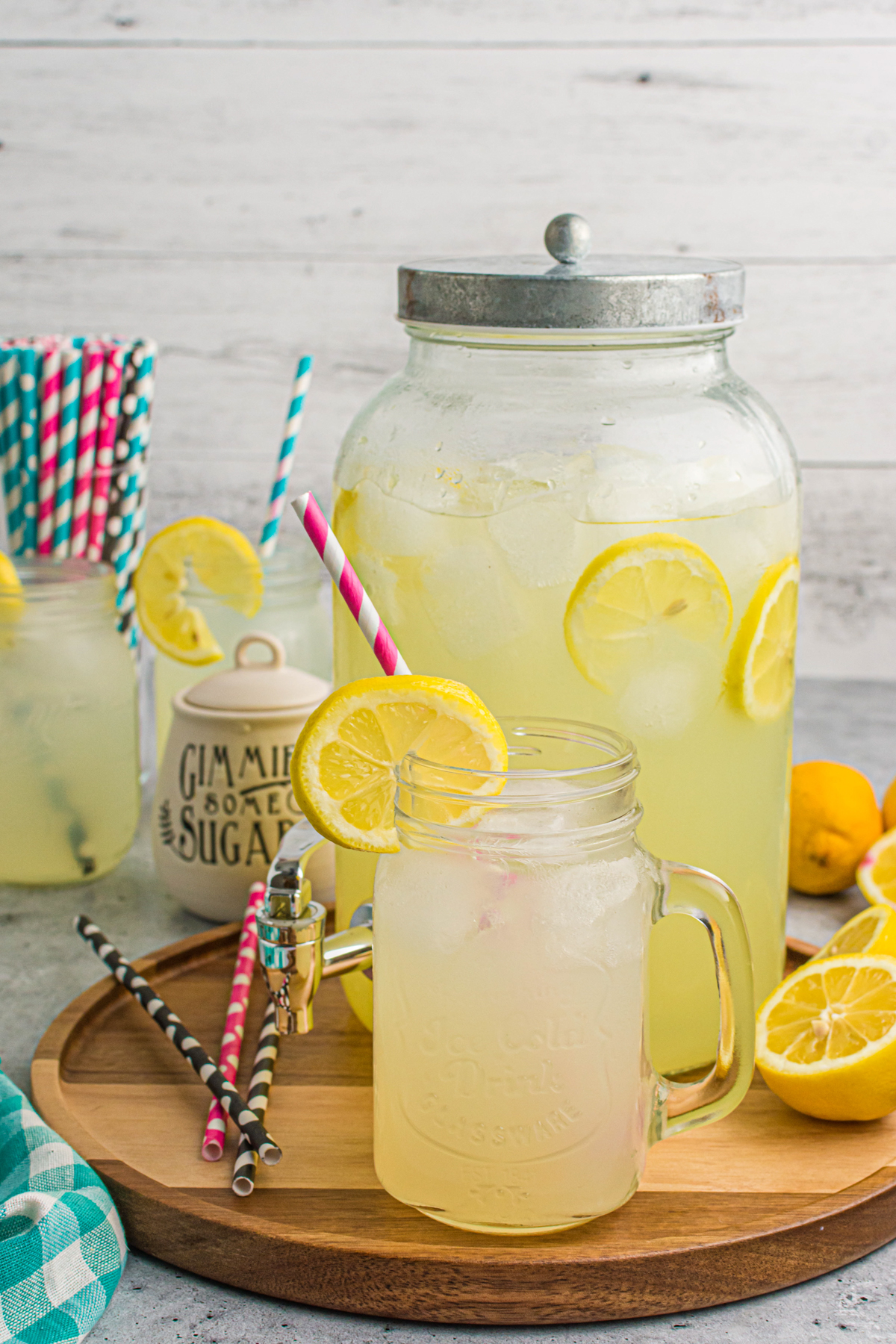 glass and pitcher full of homemade lemonade