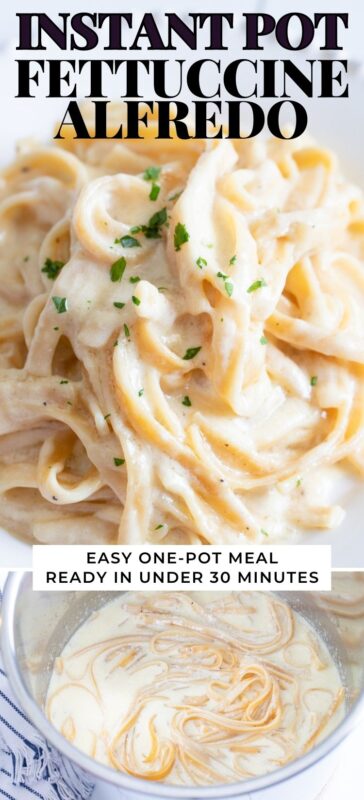 Collage of Instant Pot Fettuccine alfredo images