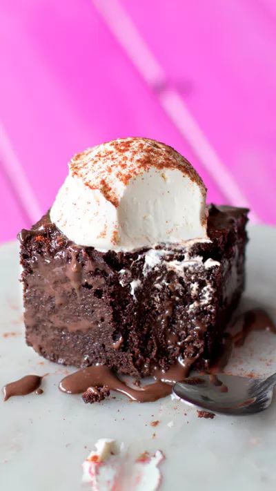 Mexican chocolate cake with cream on top