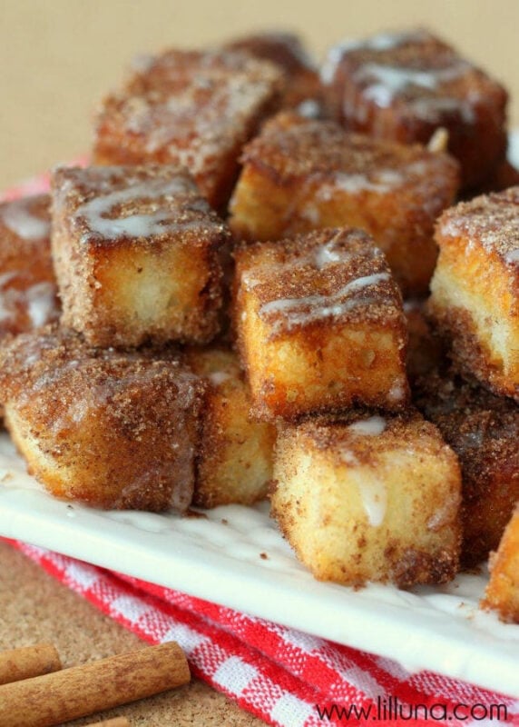 piles of churro cake bites