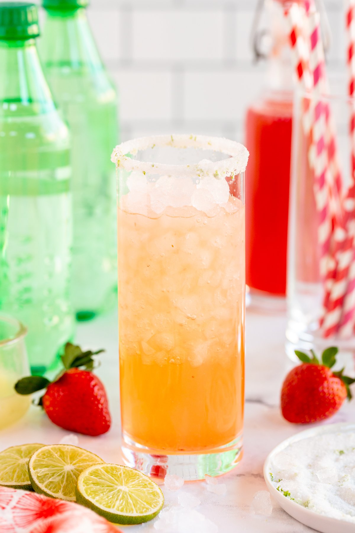 citrus strawberry mocktail in a glass