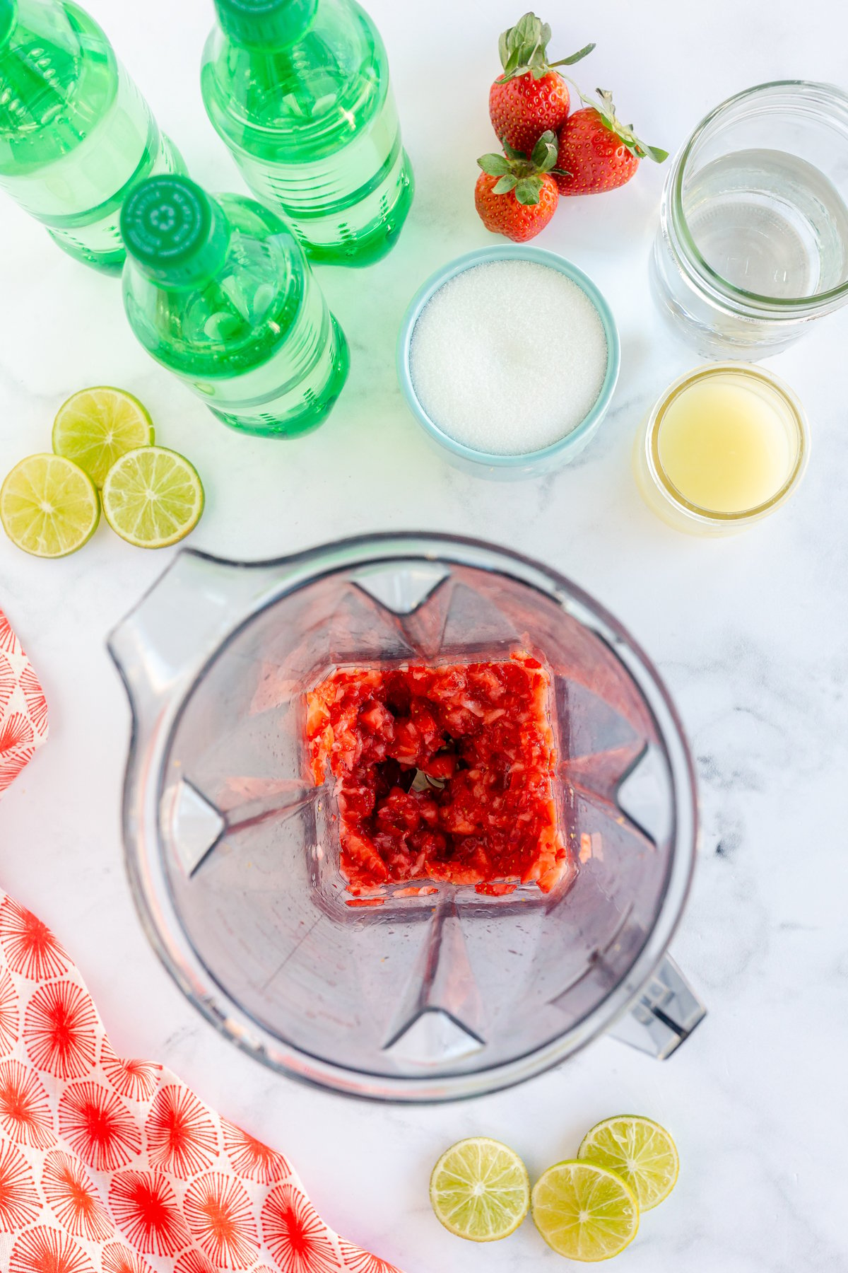 strawberry puree in a blender