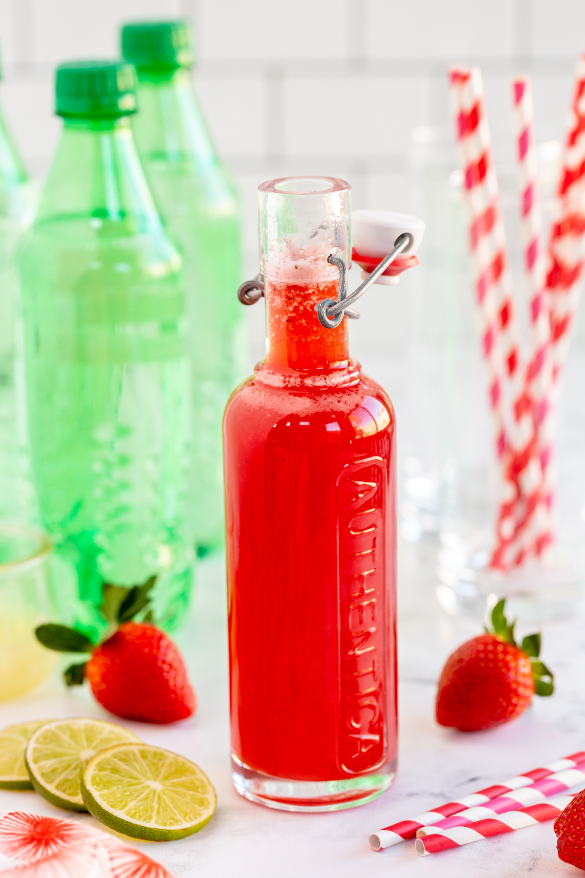 jar of strawberry simple syrup