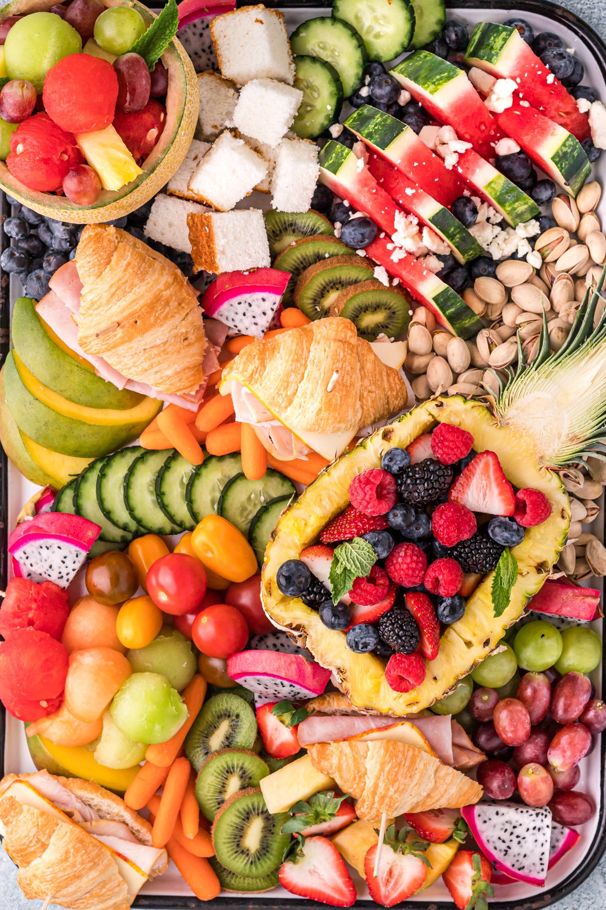 close up of a summer charcuterie board