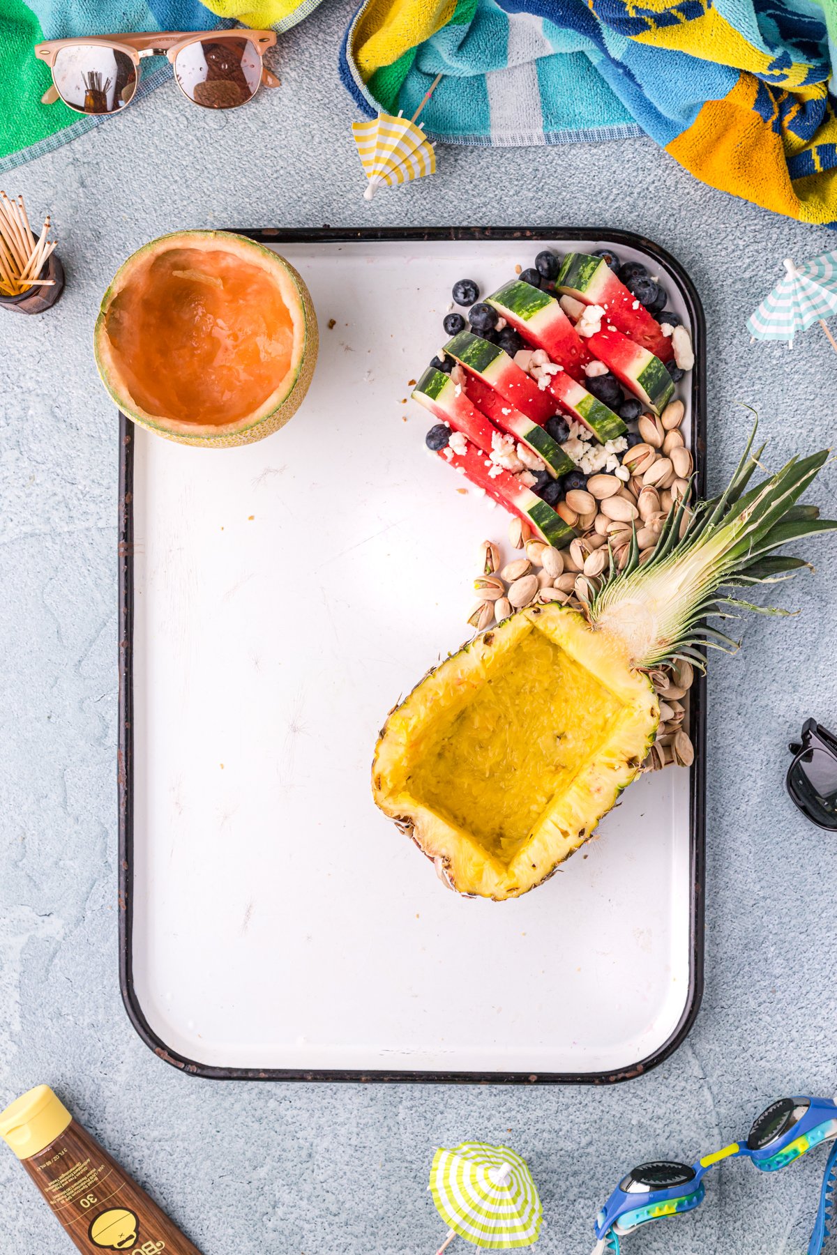 fruit bowls on a charcuterie board