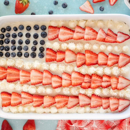 American flag cake made with fruit