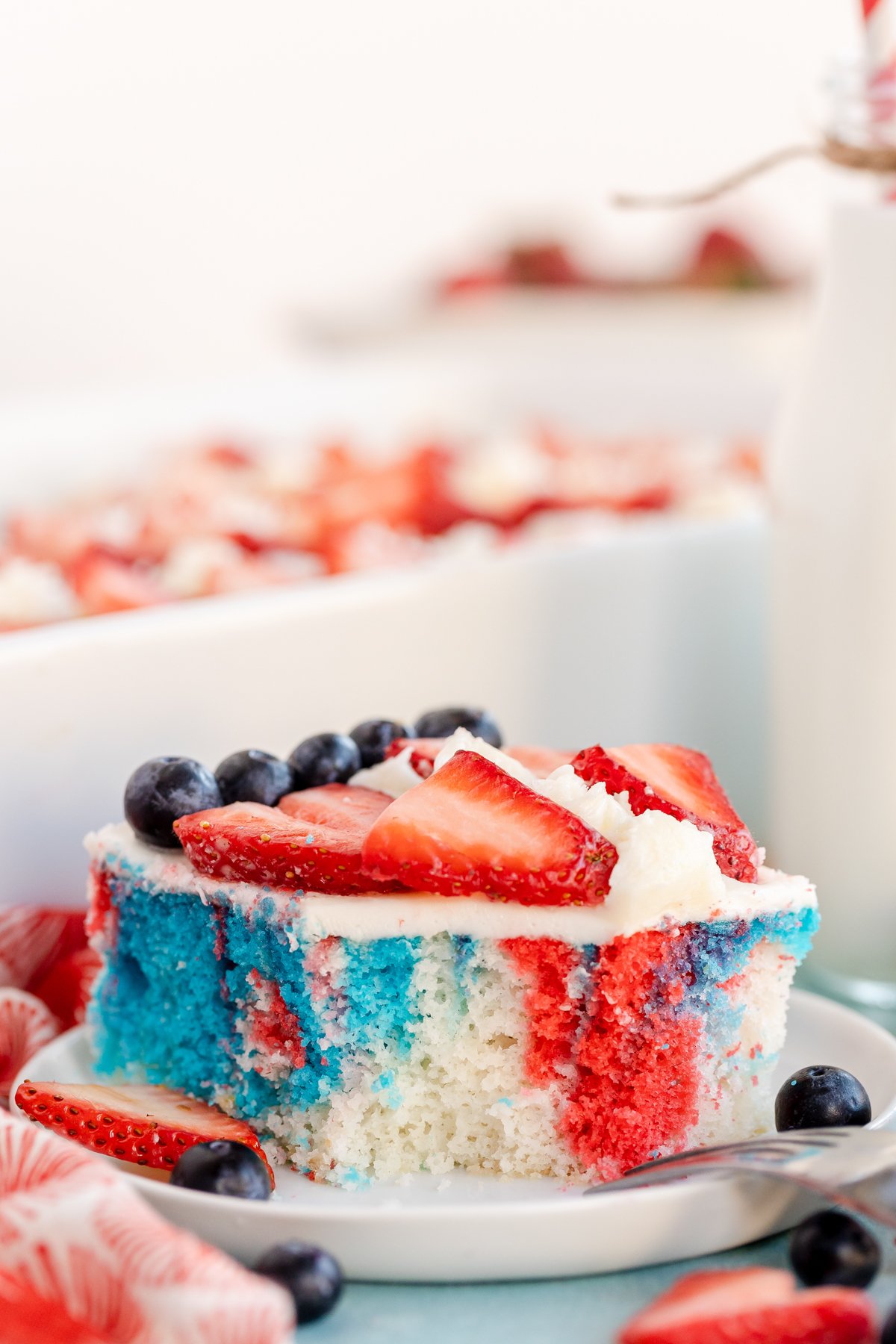slice of swirled flag cake