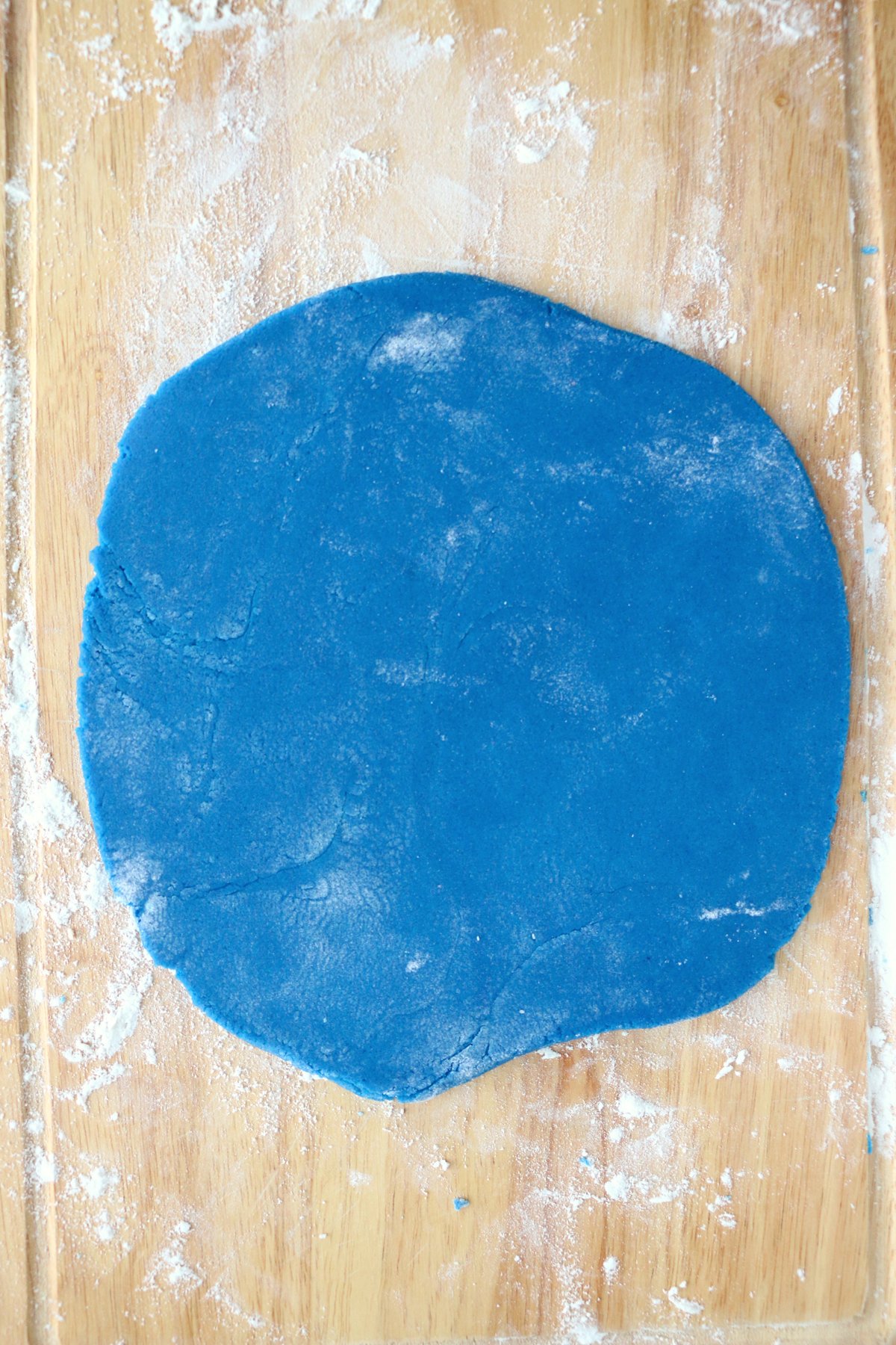 square of blue sugar cookie dough
