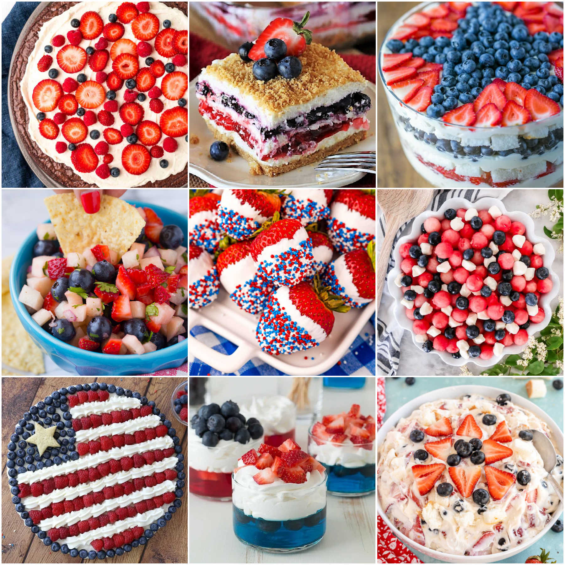 square collage of 4th of july fruit recipes