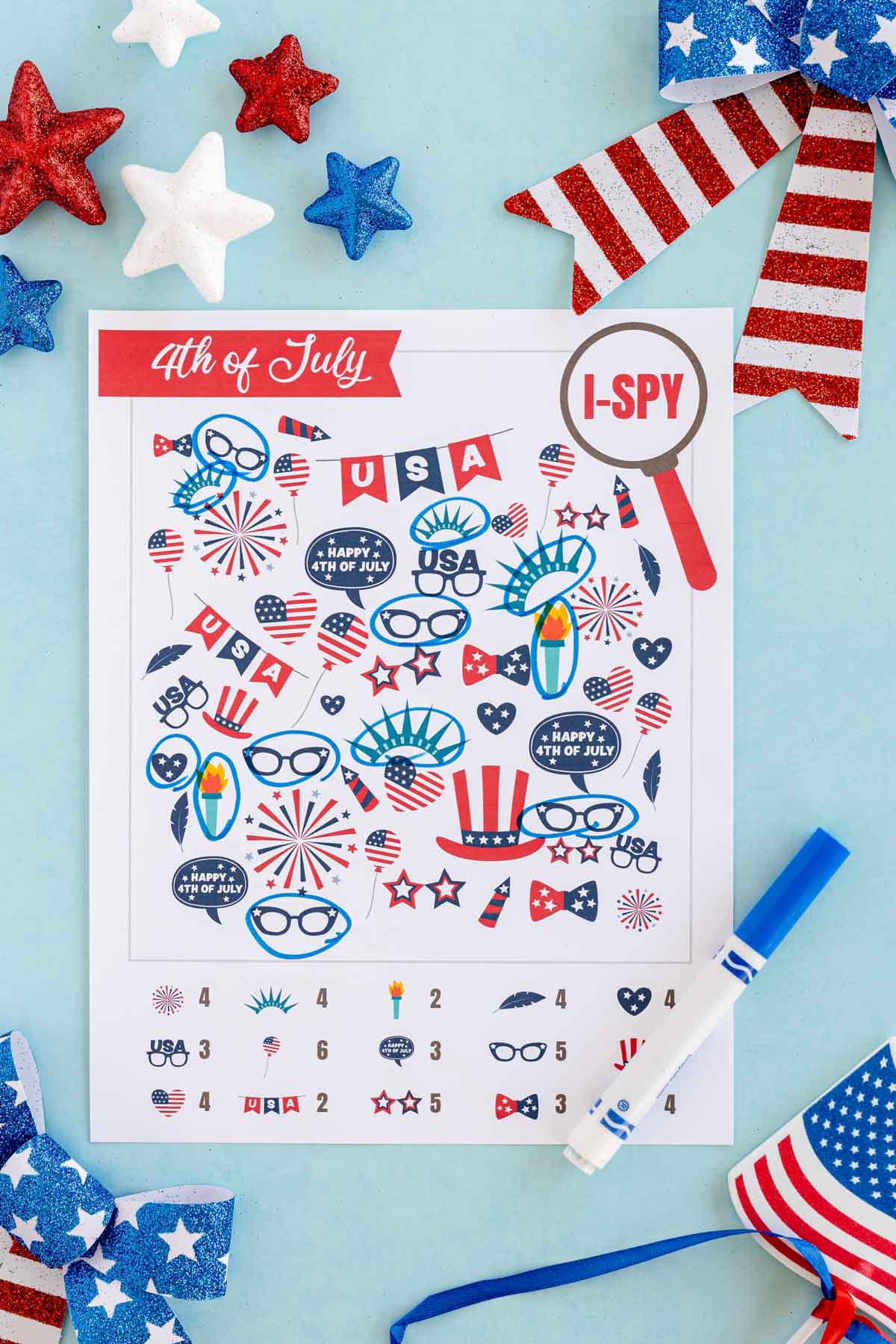 4th of July i spy with items circled