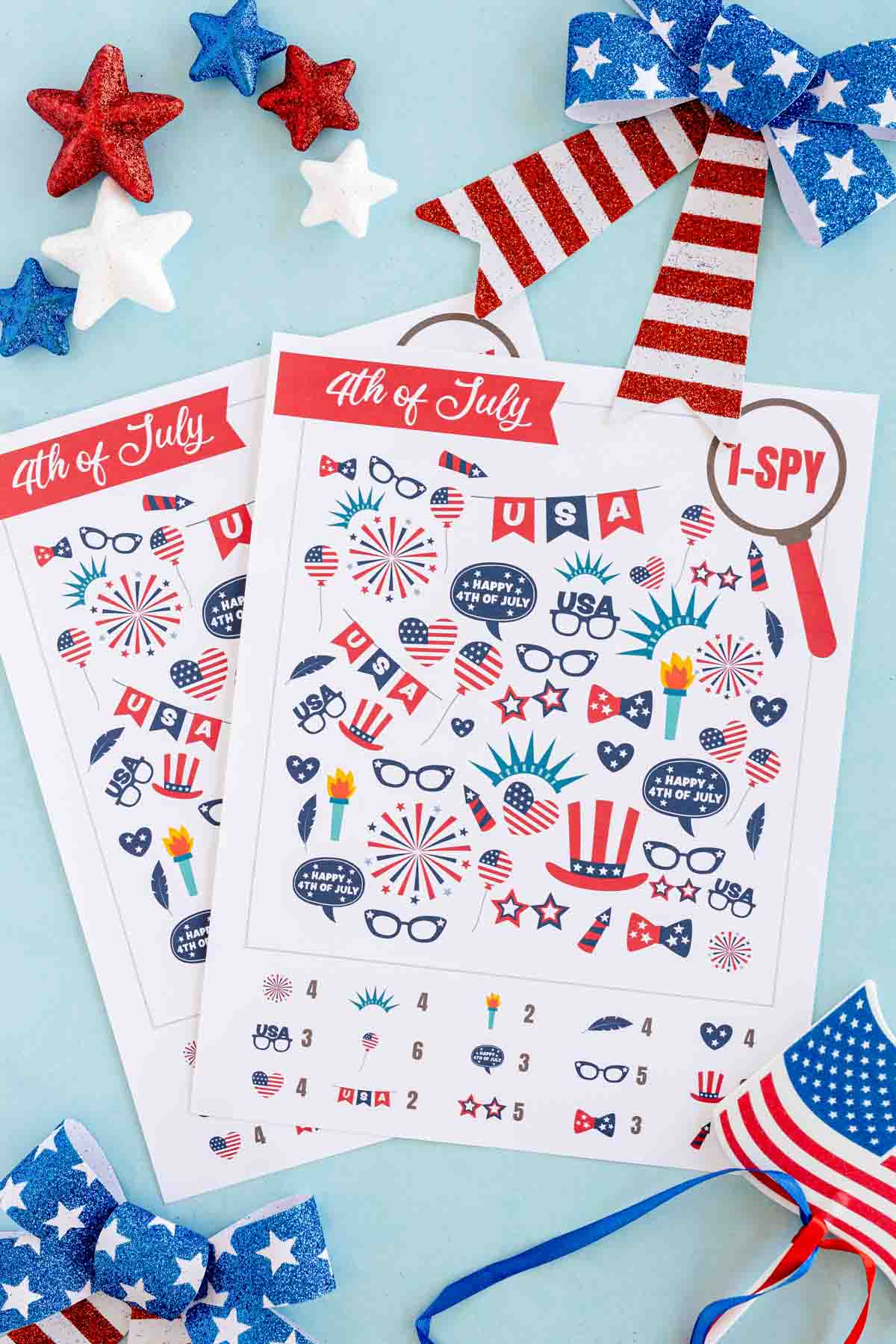 two printed out 4th of July i spy games
