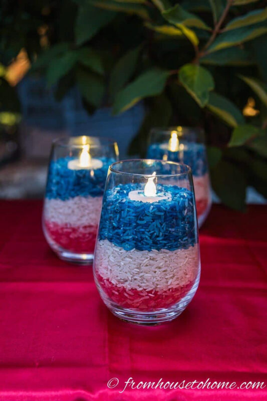 rice candles in red white and blue