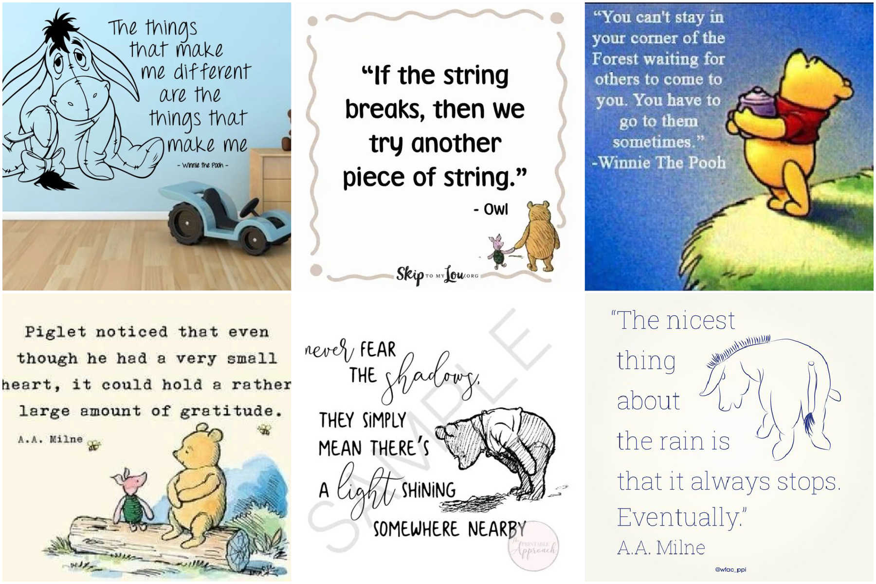 collage of winnie the pooh inspirational quotes