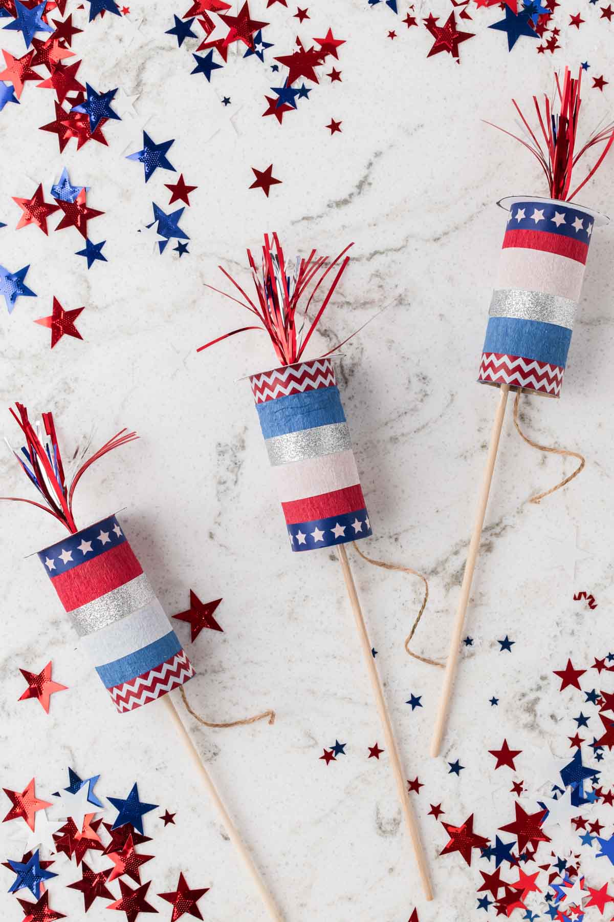 firework craft on wooden dowels