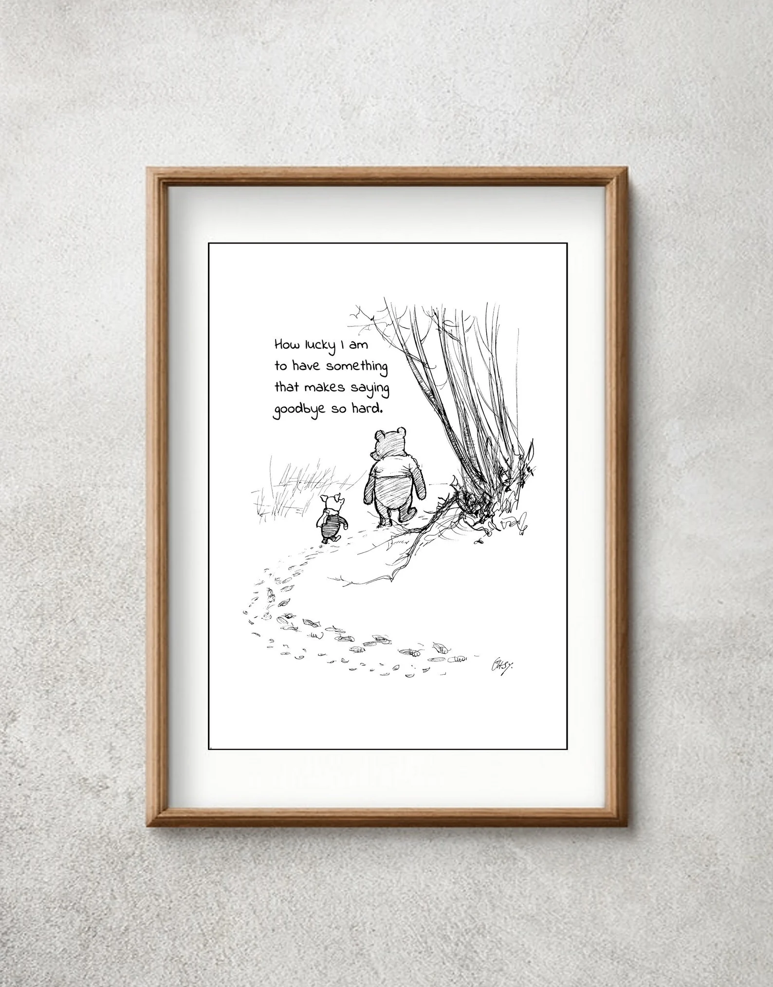 framed image of a winnie the pooh quote
