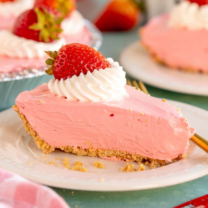 slice of no bake kool aid pie