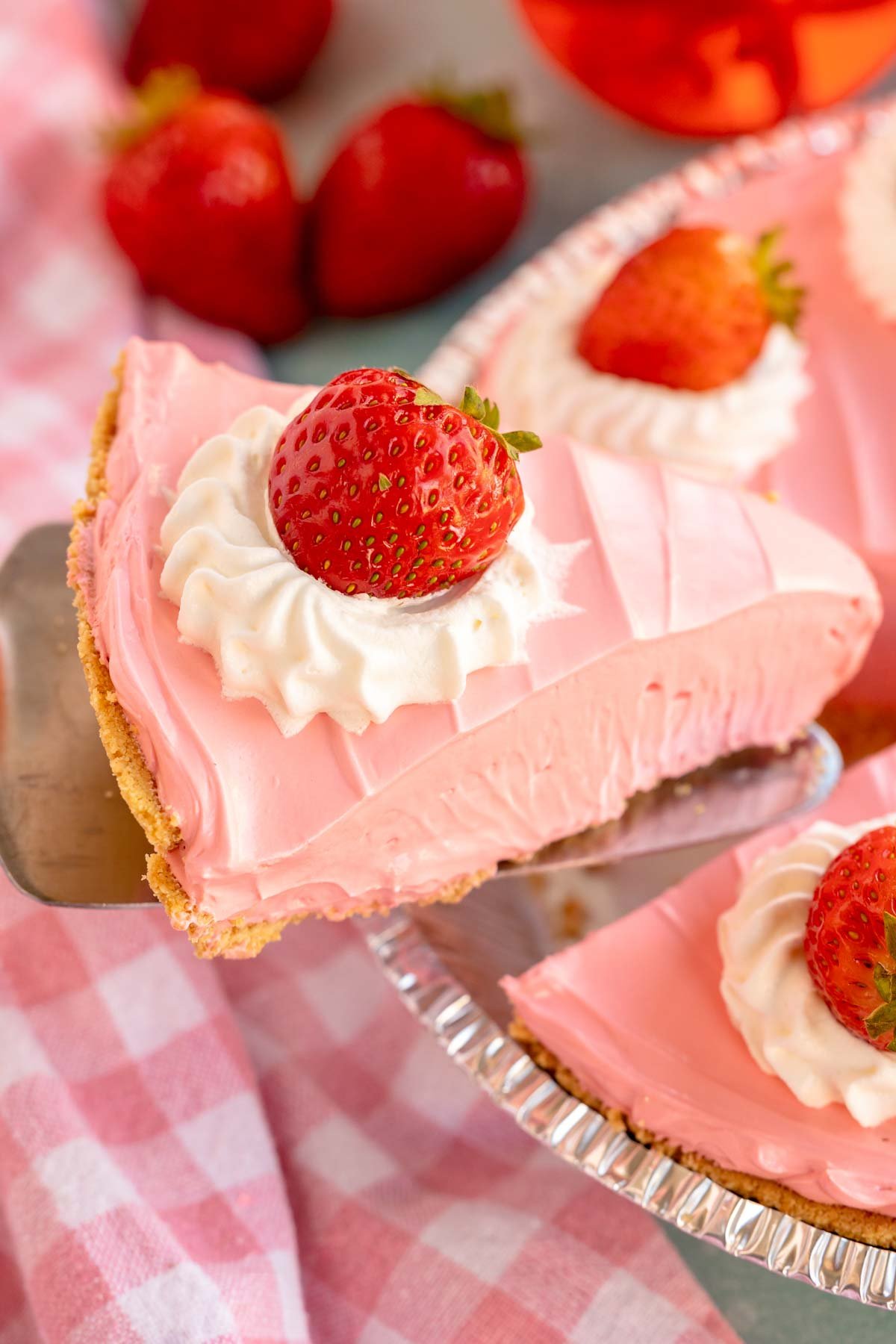 slice of strawberry kool aid pie