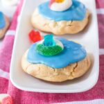 pool party cookies on a white tray