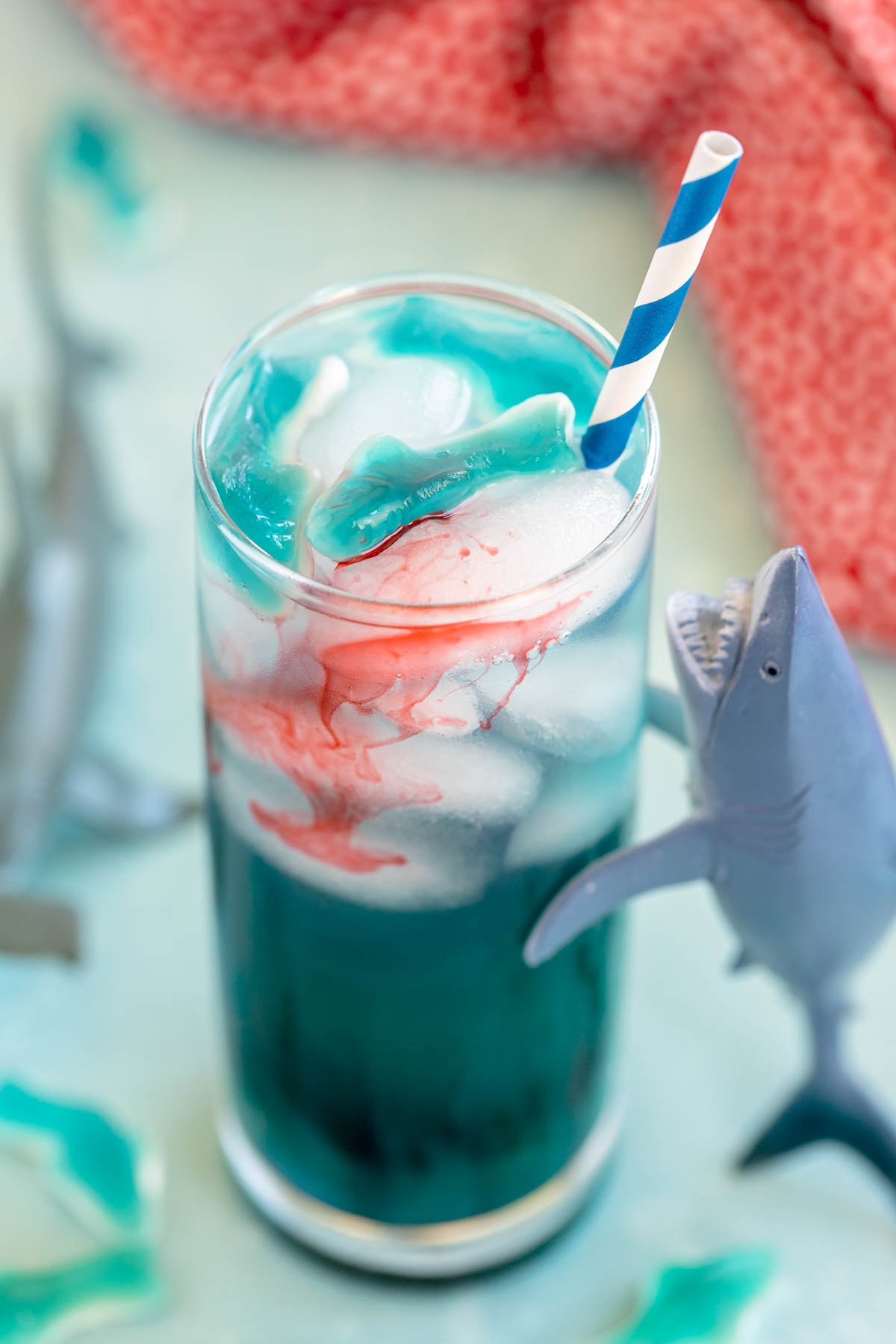 Glass with a shark attack drink