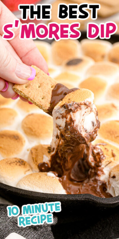 s'mores dip with a label