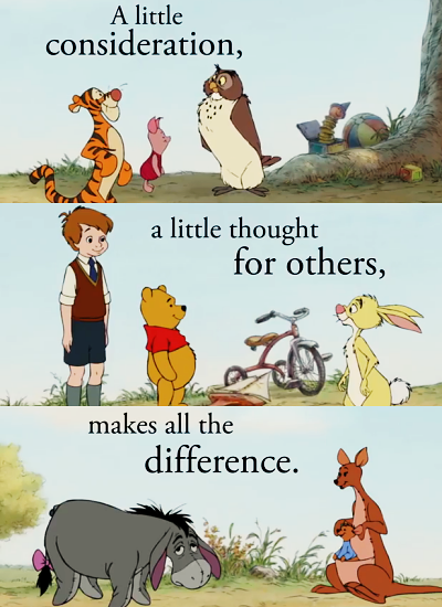 three winnie the pooh frames with a pooh quote
