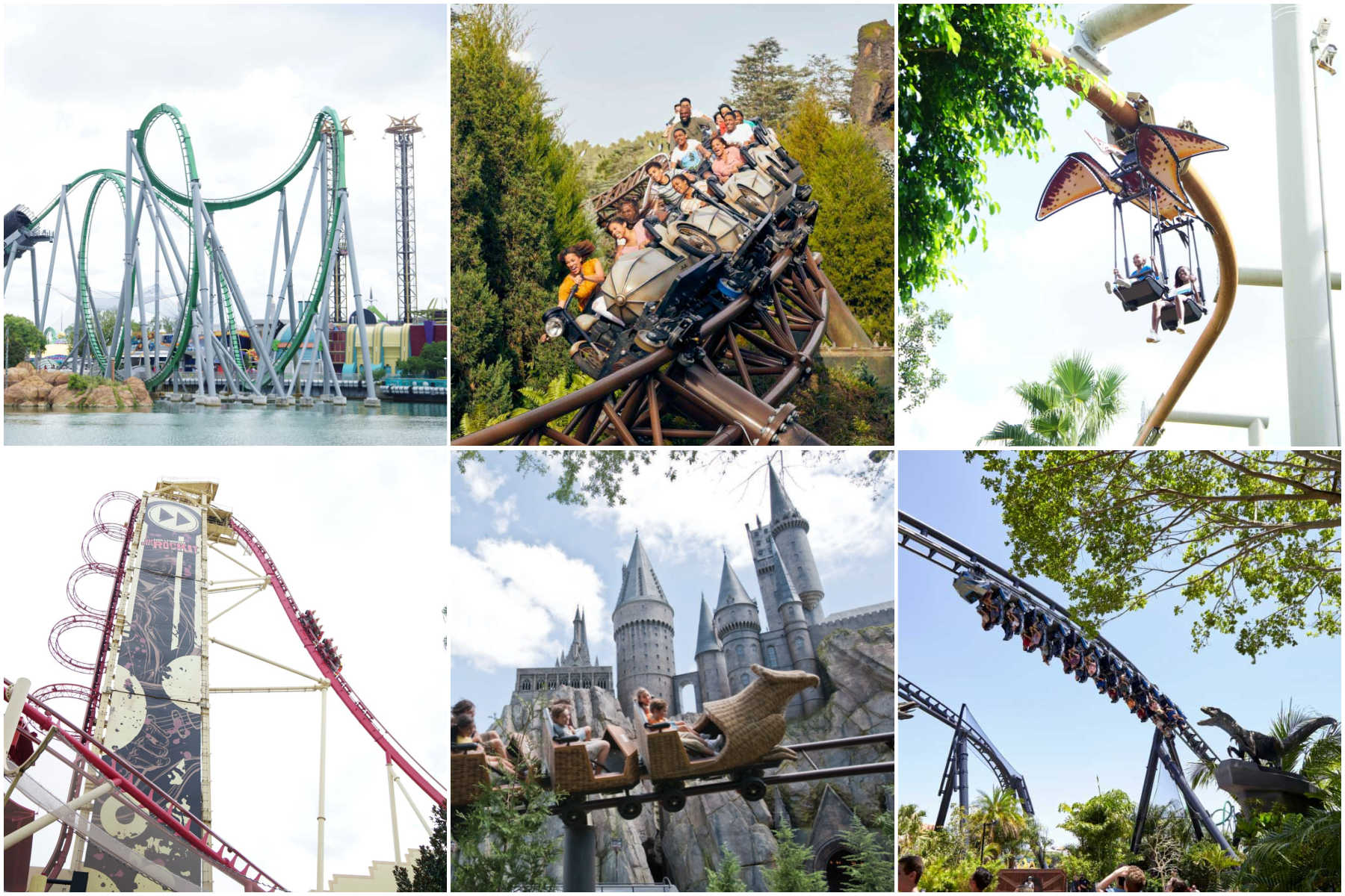 collage of images of Universal Studios Florida roller coasters